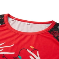 Allshope Božićna porodična pidžama Podudarni set, dugi rukav jelen za ispis majica sa snijegom pantalone
