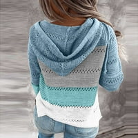 Labakihah džemperi za žene modne žene casual patchwork dugih rukava s kapuljačom s kapuljačom kardiganski