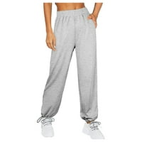 NJSHNMN ženske joggere džepove za pantalone koji rade dukseve za žene crteže žene jogger hlače, sivo,