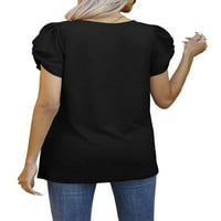 Capreze majica za žene kratki rukav ljetni vrhovi V izrez majica modni tee pulover od punog boja crni