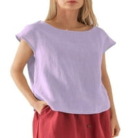 REJLUN dame Ljeto vrhovi Crew Crt Majica Majica Boemian Tunika Bluza Comfy Holiday Tee Light Purple