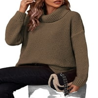 Pulover visokih vrata dugih rukava smeđi ženski povremeni ženski džemperi