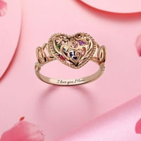 14K pozlaćeni halo ringhollow circon nakit u obliku poklona Popularni nakit za mamu srčani uzorak prstens
