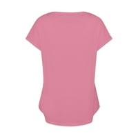 Žene Čvrsto boje V-izrez kratki rukav udobni vrhovi modne prevelike majice