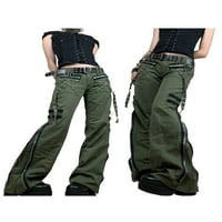 Žene Gothic Teretne hlače Labave pantalone sa niskim strukom Široke noge Baggy Jeans Harajuku Srednja odjeća Punk