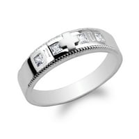 Jamesjenny Womens 10k bijela zlatna princeza CZ Ugrađeni križni vjenčani prsten veličine 4-9