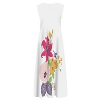 Haljine za žene Ljetni modni ručni otvor za okruglog dekolteka A-line cvjetni temperament za višebojne haljine L