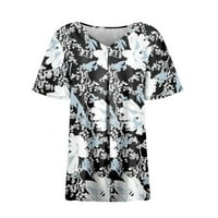 Ženske košulje Ženska modna tiskana Ležerna majica s kratkim rukavima V izrez Labavi majica Crni XXL