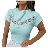 Ženske ljetne bluza s kratkim rukavima čipkaste patchwork majice Top casual majice