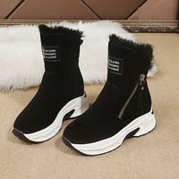 DMQupv visoke čizme za žene sa patentnim zatvaračem Ženska prozračna toplinska termalna peta široka širina zimska čizme za žene cipele crna 7,5