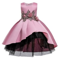 B91XZ Princeze Haljine za djevojke Djevojke Crvena haljina Nova dječja odjeća Djevojka Cvjetna djevojka haljina Duga svjetla Dress Girls Pink 6- godina