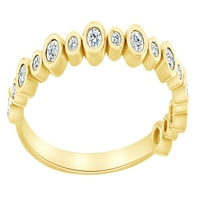 Okrugli rezani bijeli prirodni dijamantski rub prsten u 14K čvrstog žutog zlata, veličine-12