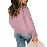 Dmagnates ženska bluza, casual solidne boje okrugli vrat dugi balon rukavac jacquard pulover
