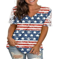 Majica Bomotoo za žene 4. jula Američka zastava Majica Majica kratkih rukava, labava tunika Bluza Beach