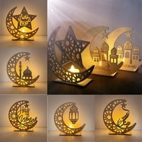 Ramadan Mubarak drveni tablici, Eid Mubarak blistavi zlatni zvezda mjesec ukras za uređenje islamskog