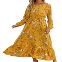 Colisha ženske duge haljine cvjetni print maxi haljine rukav slobodni odmor za odmor stil vrata K m