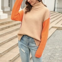 Tosmy džemperi za žene Ženske modne casual duge dugih rukava džemper lagana boja podudarajući duks pulover