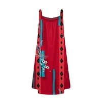 Tking Fashion Ženske haljine Ljetna plaža Ležerne prilike Print Sile May Mini Sling Haljina Crvena XXL