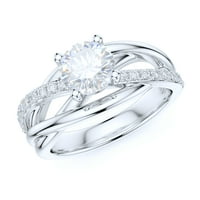 Sterling Silver Criss Cross Presijecavanje 1CT simuliranog okruglog sjajnog rezanog prstena Diamond