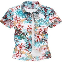 Muška ljetna bluza s kratkim rukavima casual havajska plaža cvjetna gumba dolje na vrhovima plus veličina
