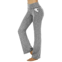 Ženske široke noge joge hlače visoke struke Udobne plesne sportske hlače Široko sloj džep