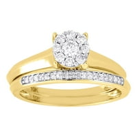 Diamond Wedding Wedding Weding Set 10K žuti zlatni cvjetni zaručni prsten 0. CT