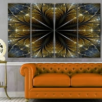 Dizajnerska umjetnost 'Simmetrični zlatni fraktalni cvijet' grafički umjetnički ispis višedijelna slika na platnu