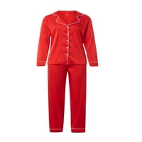 Božićne pidžame za obitelj, crveno satenski svileni gumb Prednja odjeća za spavanje roditeljskog djeteta praznični PJS podudaranje odjeće za djecu, muškarce, žene
