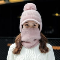 Zimska beanie šešir ženske ušima dodaju hlače toplotne bicikliste toplo pletenje šal