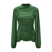 Moonker Womens Tops majice za žene nacrte nacrte sa punim rukavima od punog bluza majica TOP tanka okrugla XL zelena