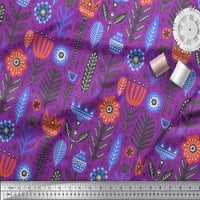 Soimoi ljubičasta baršunasta tkanina i cvjetna narodna umjetnička dekor tkanina tiskano dvorište široko