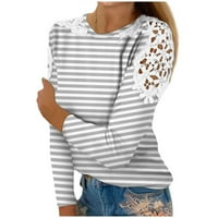 HHEI_K Staklene košulje za dugih rukava za žene Ženska modna tiskana restacija čipke Šuplje okrugle