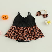 Arvbitana novorođenčad za bebe Halloween Romper haljina bez rukava V-izrez Pumpkin uzorak suknje za