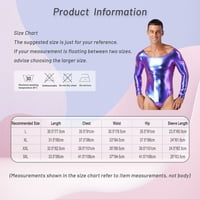 Muški sjajni balet s dugim rukavima ples bodysuit patentna koža Gimnastika Leotard Bodycon Unitard kostim Hot Pink XXL
