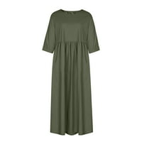 Ljetne haljine za žene Himeway Ženska ljetna čvrsta boja okrugli vrat Polu rukav casual dugačka košulja