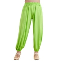 Rejlun Dame Solid Color pantalone Labavi šargeni tajice u obliku struka Fluorescentni zeleni XL