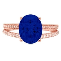 2.32ct ovalni rez simulirani plavi safir 18K ružičasti ružičasti zlato ugraviranje izjava bridalna godišnjica angažman vjenčani prsten veličine 5.5