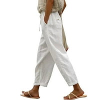 Ociviesr Žene Čvrsti čipka udružene pantalone Casual Baggy Elastična struka Široka noga sa džepom modne