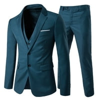 Trodijelni gumbi za muške muke Slim Fit Solid Boja jakna Smart Wedding Formalno odijelo