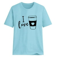 Ikevan Women Plus veličina Love-Cup za ispis majica kratkih rukava majica bluza