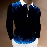 Muške majice dugi rukav muškarci Ležerne prilike moda Partdown Pola patentnog zatvarača Digitalni tisak Bluza s dugim rukavima crna