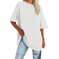 Ženski vrhovi grafički grafički otisci bluza Modne žene Ljetne kratke majice TUNIC TEE bijeli l