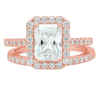 2. CT Emerald Cut originalni kultivirani dijamant SI1-si J-K 18K Rose Gold Halo Angagement Wedding Bridal