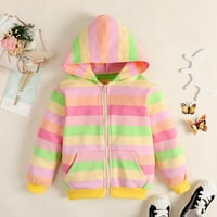 Monfince Toddler Baby Boy devojka Rainbow Stripe sa zip-up jakna sa dukserom Svijetli zimski kaput pada