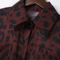 Mikilon Ženski leopard Ispis majica s kratkim rukavima V-izrez Dot majica kratkih rukava TOPS plus veličina
