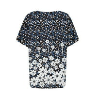APEPAL Womens cvjetni tiskarski košulje Dressy Casual Bluzes Kratki rukav V Dugme za vrat Ljetni vrhovi