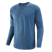 Bluze za muškarce okrugli izrez Raglan rukav muškarci okrugli vrat dugi raglan rukavi Dnevni limini tipke pulover majice za bluzu plave boje