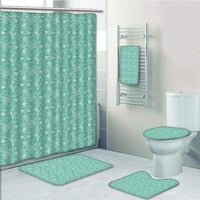Priroda sa apstraktnim prugama saucize geometrijske cvjetne kupaonice Postavljanje tuše za kupanje ručnik ručnik za kupanje Contour mat i toaletni poklopac poklopca poklopca poklopca