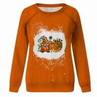 Dukseri OdeEerbi zahvalnosti za žene okrugli džemper sa otvorenim vratima bez bluza narandžasti