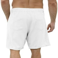 Merqwadd Muške pamučne lanene kratke hlače Labave plažom Jogger kratke hlače sa džepovima Ljeto Classic